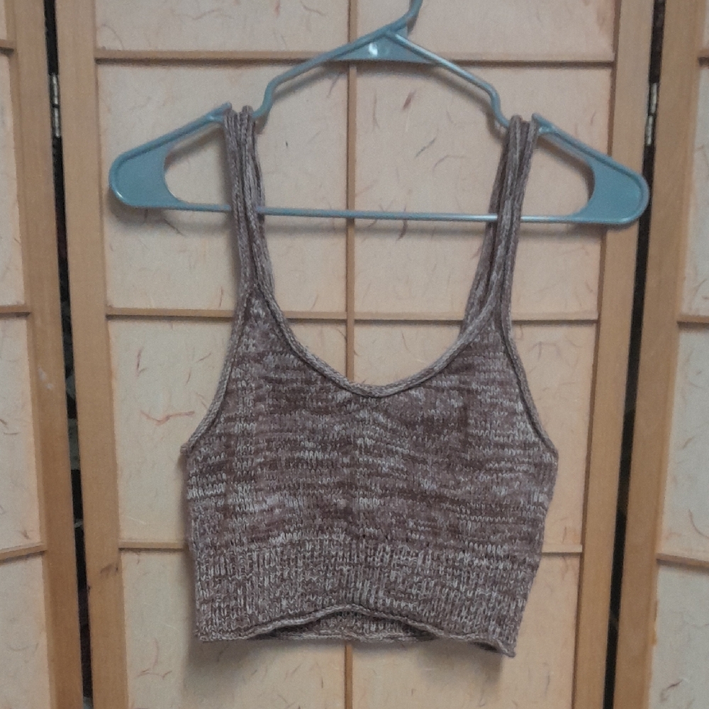 Urban Outfitters Brown Knit Women's cropped tank top size M